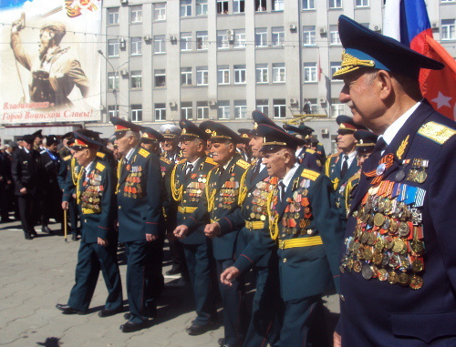 Северная Осетия, Владикавказ, 9 мая 2012 г. Ветераны Великой Отечественной войны на праздничном параде, посвященном 67-й годовщине Победы. Фото Эммы Марзоевой для "Кавказского узла"