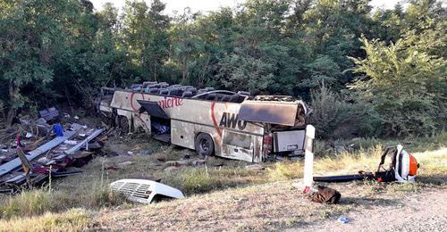 ДТП с автобусом на Ставрополье. 17 июля 2018 года. Фото: пресс-служба ГИБДД по Ставропольскому краю