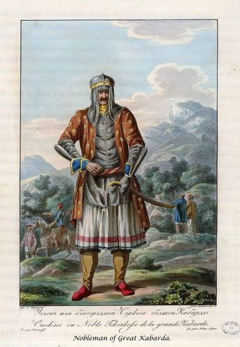 "Уздень или благородный черкес Большой Кабарды". Худ. Е. Корнеев. Конец 18 века.