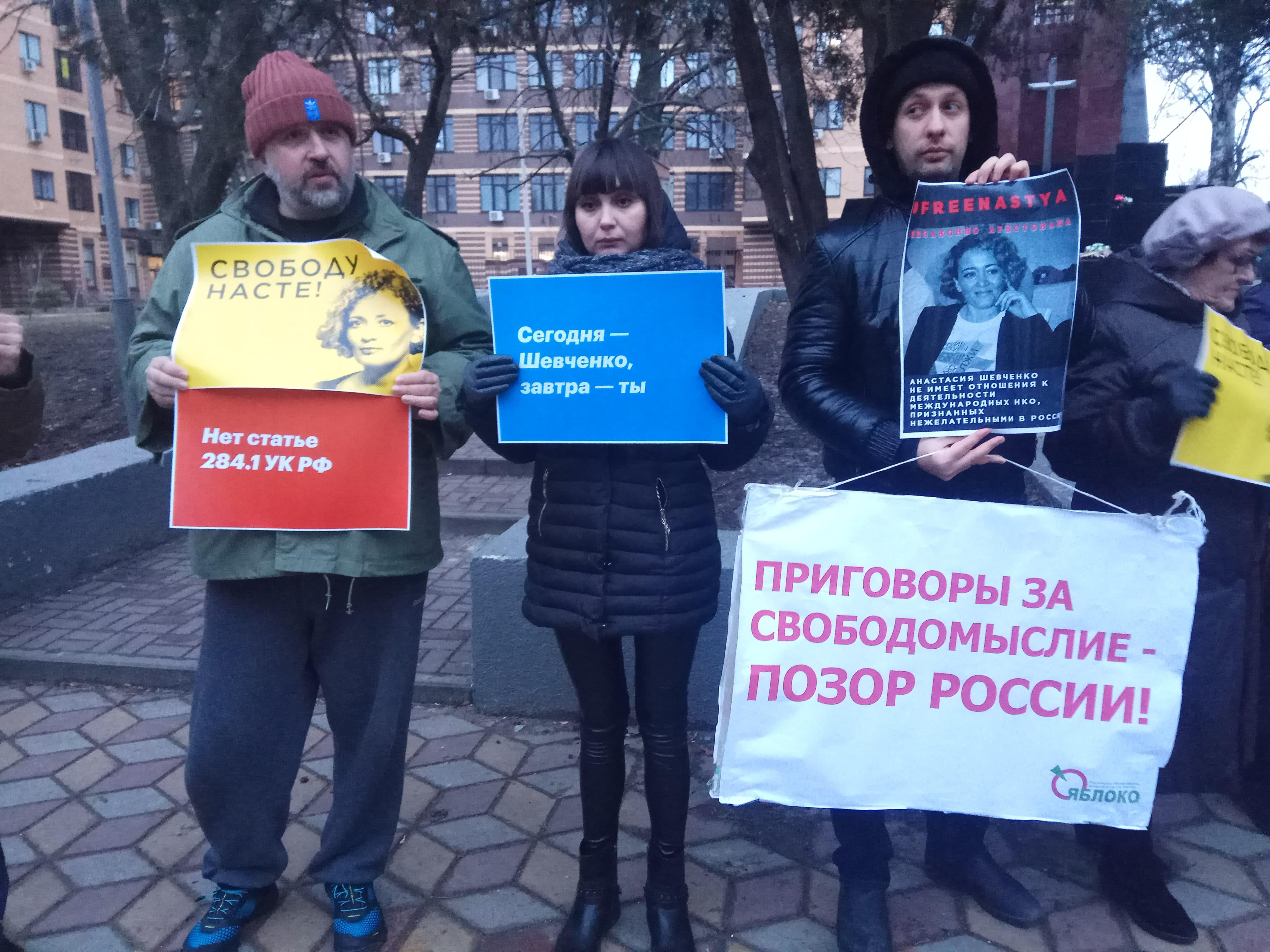 Пикет в поддержку Анастасии Шевченко 1 февраля 2019 года. Фото Константина Волгина для "Кавказского узла"