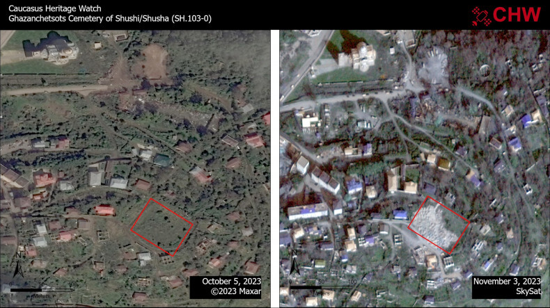 Разрушенное Армянское кладбище в Шуши в период с 5 октября по 3 ноября. Фото:  https://alphanews.am/ru/azerbaydzhantsi-povredili-eshte-odno-kla/