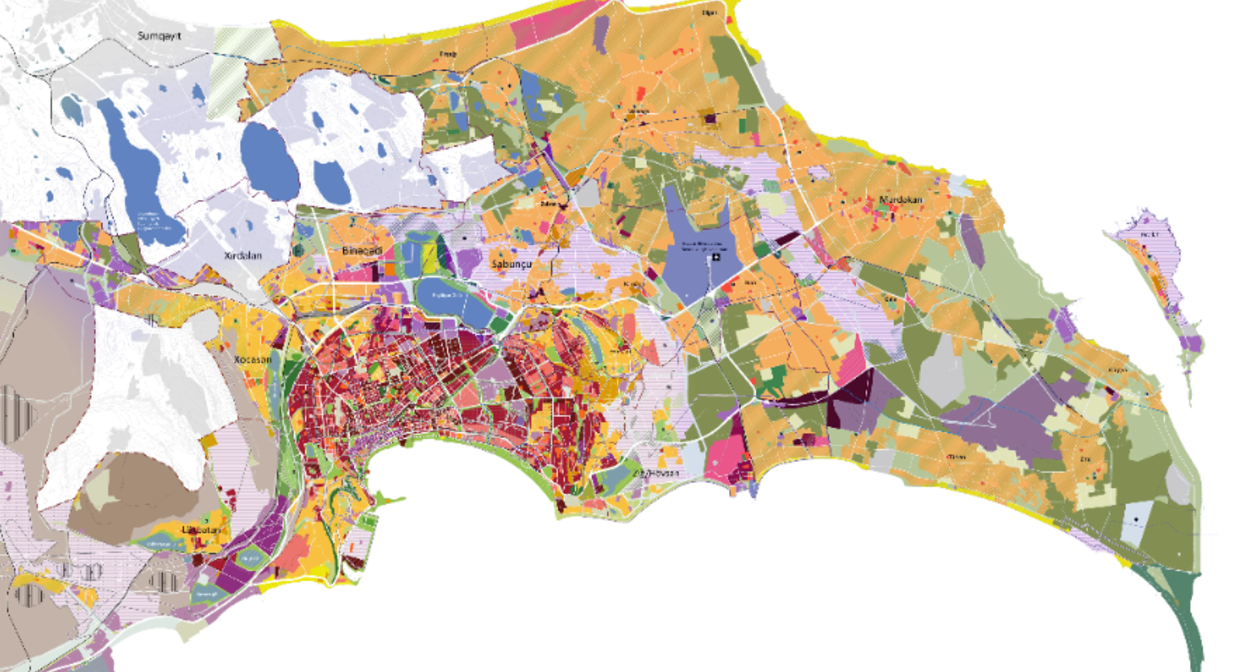 Генплан развития Баку до 2040 года. Скриншот с сайта Госкомитета по градостроительству и архитектуре Азербайджана, https://arxkom.gov.az/
