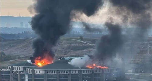 Атака БПЛА на Университет спецназа. 29 октября 2024 г. Скриншот видео Телеграм канал abu saddam shisha