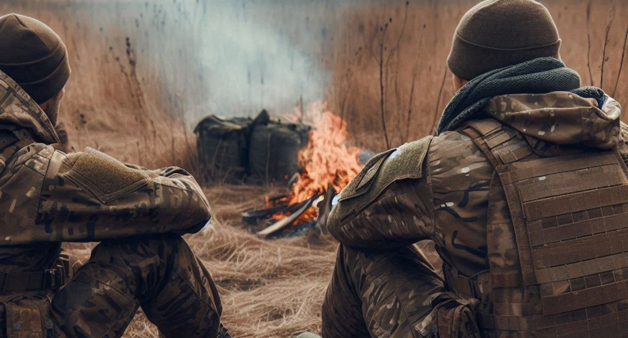 Военные на СВО. Иллюстрация создана "Кавказским узлом" с помощью ИИ в программе Photoshop